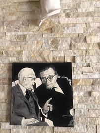 Quadro dipinto a mano '' Pertini e Andreotti ''