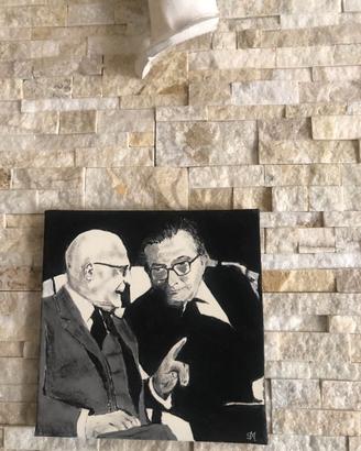 Quadro dipinto a mano '' Pertini e Andreotti ''