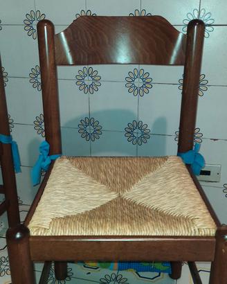 4 sedie in legno e paglia