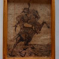 Disegno di Ussaro a cavallo in cornice dorata