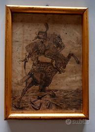 Disegno di Ussaro a cavallo in cornice dorata