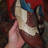 Scarpe uomo MOMA stringate bicolore beige/ testa d