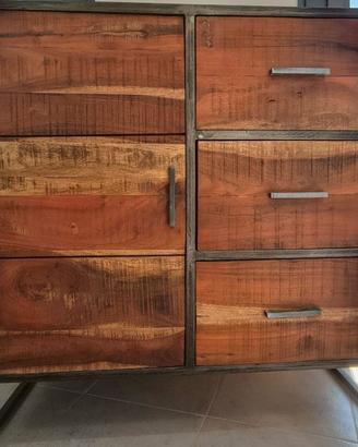 cassettiera in legno e metallo 