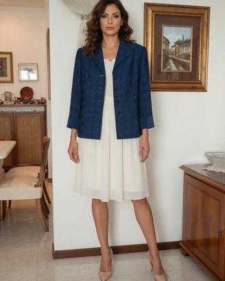 Tailleur Giacca blu e vestito bianco tg. 46