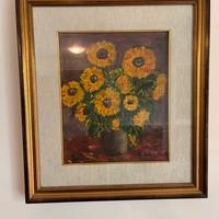 Quadro pittura su tela con cornice oro sfumato