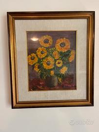 Quadro pittura su tela con cornice oro sfumato