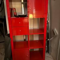 3 pezzi librerie con contenitore tv - rosso lucido