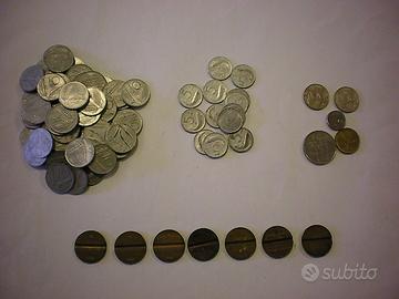 Monete lire da 5,10,20,50,100 e gettoni telefonici