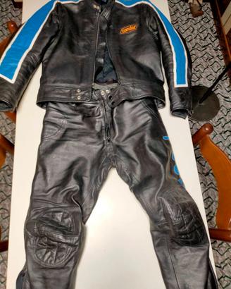 tuta da moto pelle giacca e pantaloni divisibile