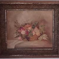 Natura morta con frutta olio su tela inizio '900