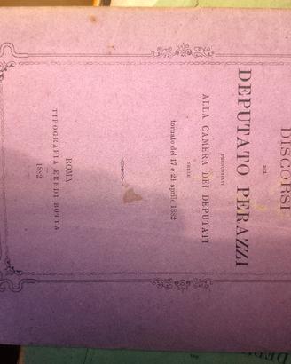 Fascicoli discorsi deputato Pedrazzi 1879/1882