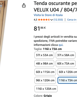 Tenda oscurante compatibile velux