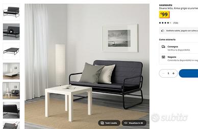 HAMMARN Divano letto, Knisa grigio scuro/nero -