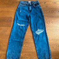 Jeans larghi strappati a vita alta donna