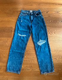 Jeans larghi strappati a vita alta donna