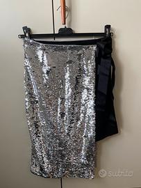 Gonna paillettes argento Pinko