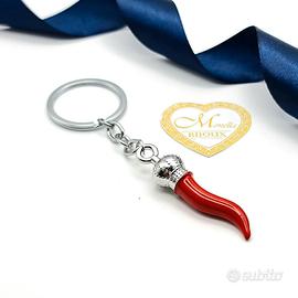 Portachiavi cornicello rosso corno portafortuna