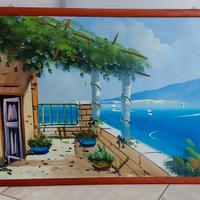 Quadro con paesaggio di Capri dipinto a olio.