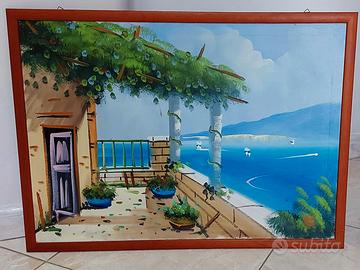 Quadro con paesaggio di Capri dipinto a olio.