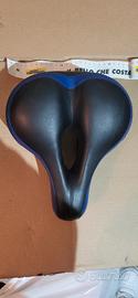 Sella bici blu e nera ammortizzata