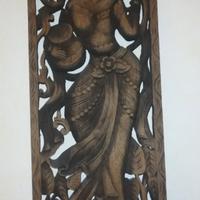 Buddha incisione su legno a cornice thailandese 