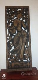 Buddha incisione su legno a cornice thailandese 