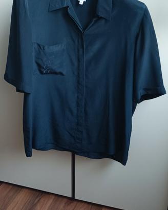 SCONTO 40% Ungaro camicia pura seta blu tg 48