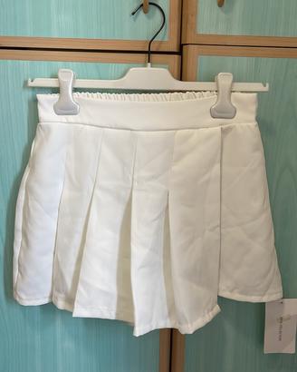 Gonna pantalone bianca plissettata