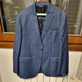 abito uomo blu con quadri rifinito a mano tgl 54