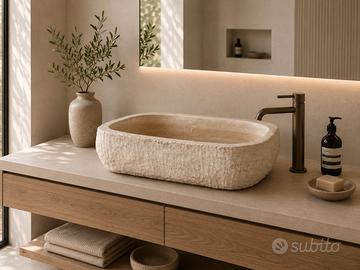 lavabo da appoggio in travertino romano 