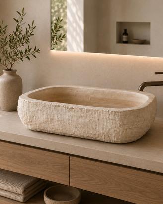 lavabo da appoggio in travertino romano 