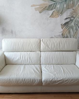 divano 2 sedute pelle colore panna