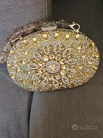 Pochette Gioiello oro Strass Clutch Cerimonia