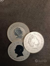 3 monete argento da 1 oncia
