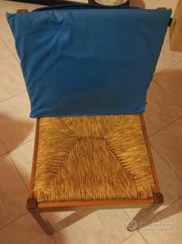 sedie legno paglia con cuscinetti blu n 5