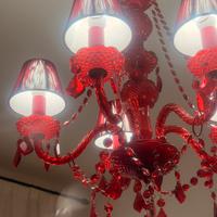 Lampadario cristallo acrilico rosso