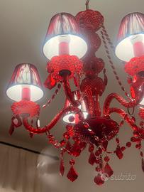 Lampadario cristallo acrilico rosso