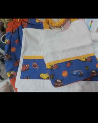 set asilo bavaglino sacca asciugamano Disney cars