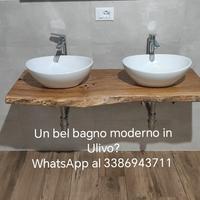 Bagno in ulivo tavolo da pranzo con resina