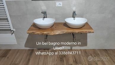 Bagno in ulivo tavolo da pranzo con resina