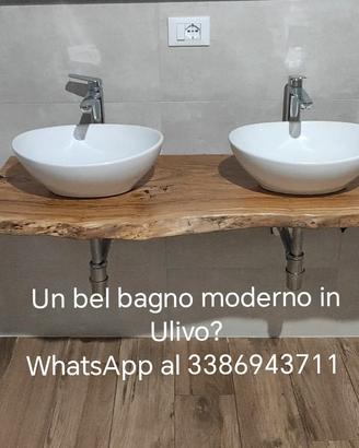 Bagno in ulivo tavolo da pranzo con resina