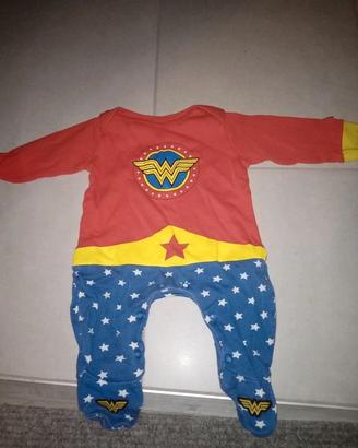 Costume vestito pigiama bambina baby Wonder woman