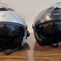 coppia caschi grex e interfono midland btx2 pro s