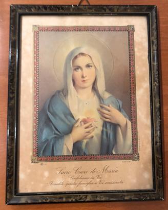 Quadretto con antica stampa “Sacro cuore di Maria”