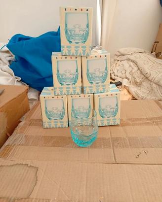6 bicchieri vetro Bormioli UNICEF anni 90 rari