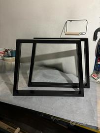 Coppia gambe tavolo a forma trapezoidale in ferro