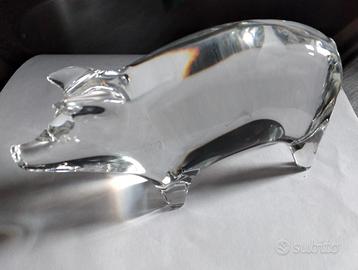 Maialino fermacarte o soprammobile  di cristallo