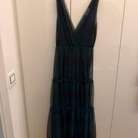 Vestito vicolo in tulle nero e verde