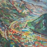 olio su tavola "VITTORIO VENETO DAL MONTE ALTARE"