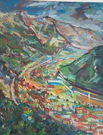 olio su tavola "VITTORIO VENETO DAL MONTE ALTARE"